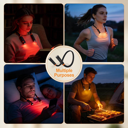 Red Amber Neck Reading Light, Rechargeable Night Book Light