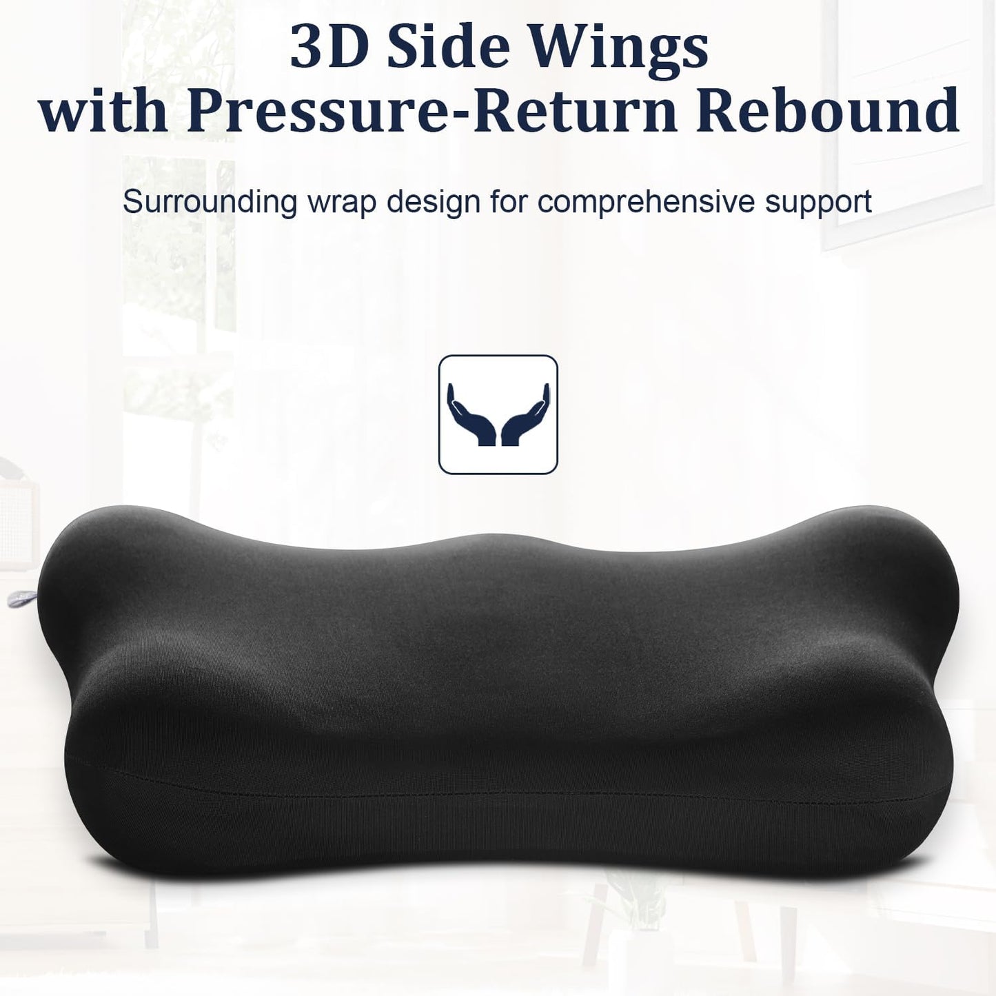 Lumbar Support Pillow for Office Chair Memory Foam Lumbar Cushion with Removable Cover Soft Back Support Pillow Suitable for Car, Couch, Gaming, Dark Blue