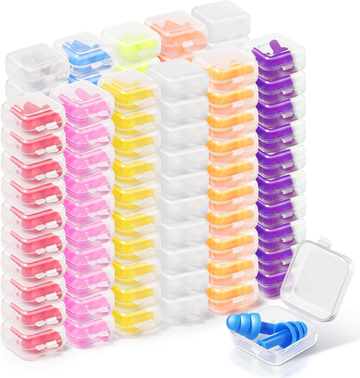 Tondiamo 150 Pairs Ear Plugs Bulk Individually Wrapped Earplug, Multicolor