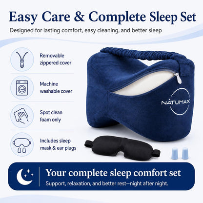 Knee Pillow for Side Sleepers - Relief from Sciatica Pain, Back/Leg Pain, Pregnancy, Hip and Joint Pain Memory Foam Leg Pillow + Free Sleep Mask and Ear Plugs