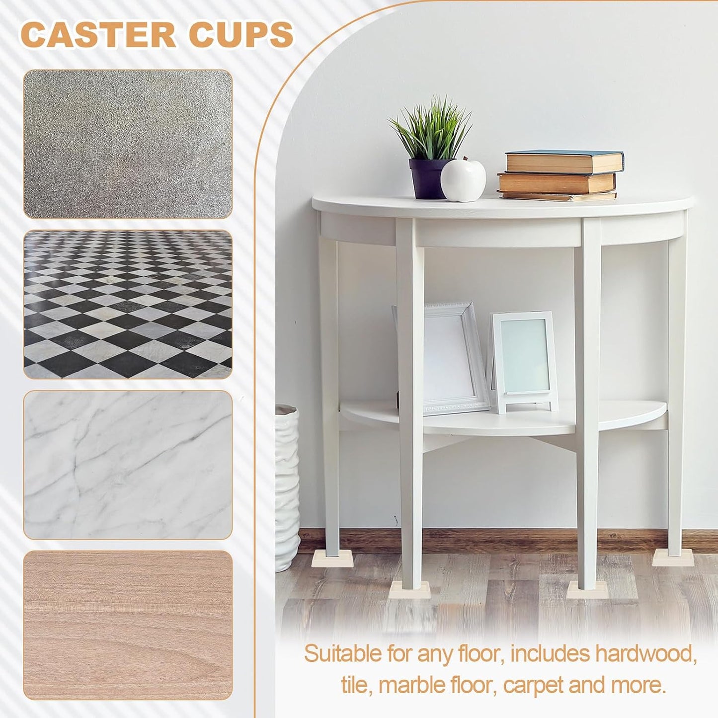 PATIKIL 1.5x1.5 Furniture Coasters, 12 Pcs Caster Cups Furniture Cups Rubber Non-Slip Square Feet Anti-Slip Stopper Pad Protector Sliding for Hardwood Floors Carpet Chair Table, Coffee