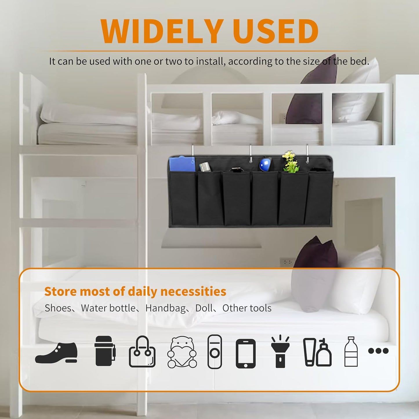RVZONE RV Shoe Pockets 6 Large Pockets Heavy Hanging Bedside Storage Organizer with Sturdy Hooks for Shoes, Toys and Tools