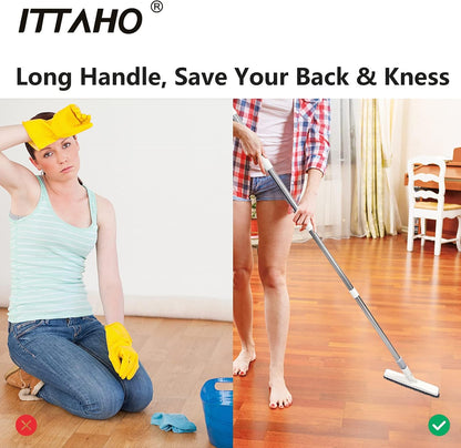 2 Pack Grout Brush with Long Handle, 56.5'' Swivel Grout Cleaning Brush,V-Shape Grout Scrub Brush, Extendable Handle Grout Cleaner Brush for Tile Floors，Bathroom,Baseboard,Shower,Corner