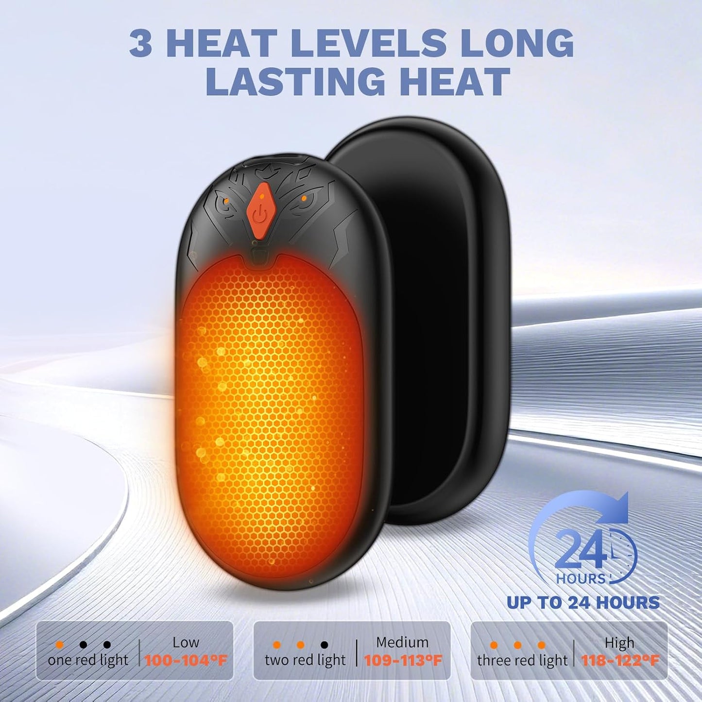 Hand Warmers Rechargeable 2 Pack, Electric Hand Warmer Up to 24Hrs, Wolf-Shape, Portable Reusable HandWarmer, Winter Gifts for Camping, Hunting, Fishing, Christmas