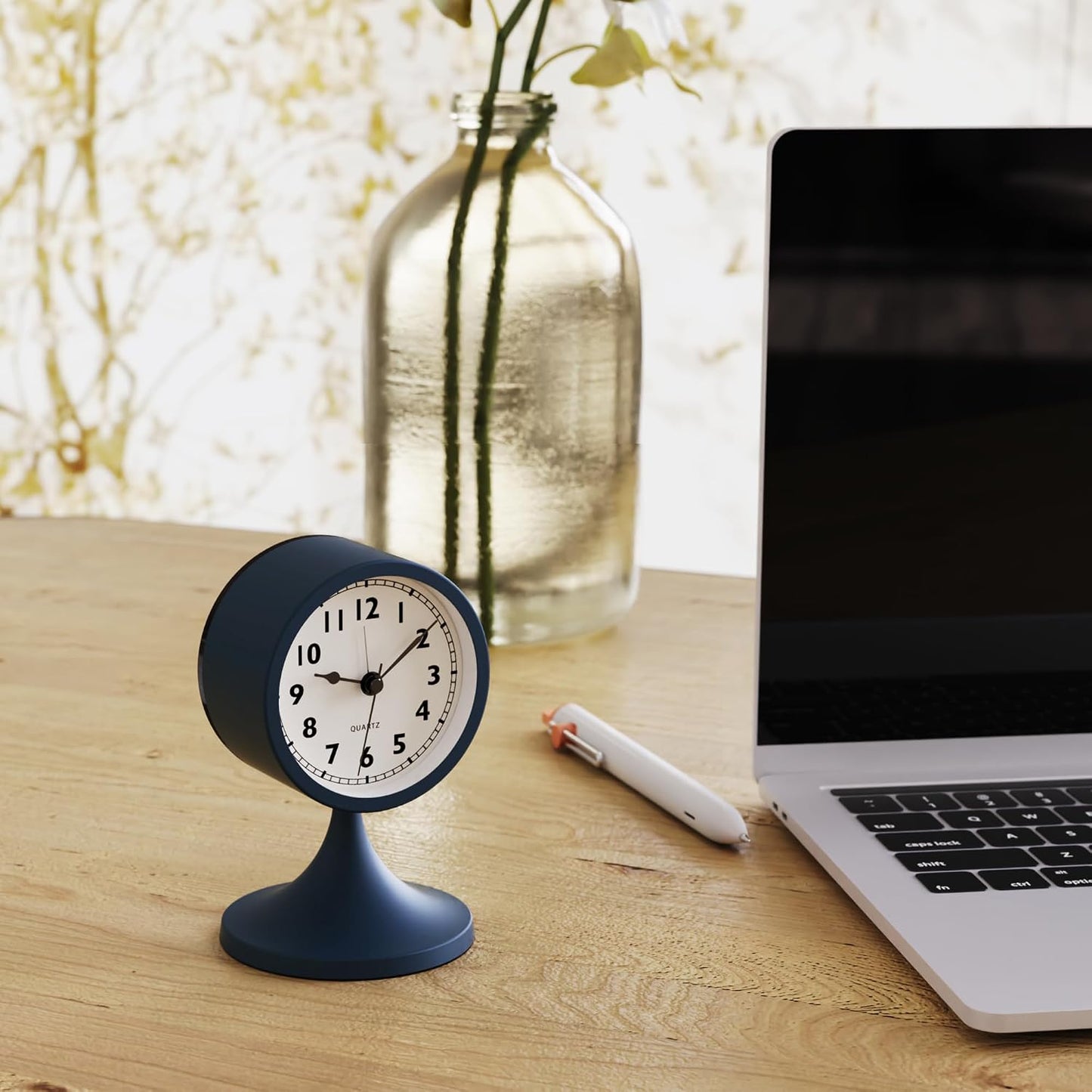 AYRELY® 3" Analog Alarm Clock, Retro Small Clock, Desk Clock for Bathroom | Cute Battery Operated Table Clock with Silent Movement and Light for Bedroom, Bedside, Living Room Decor and Shelf （Green）