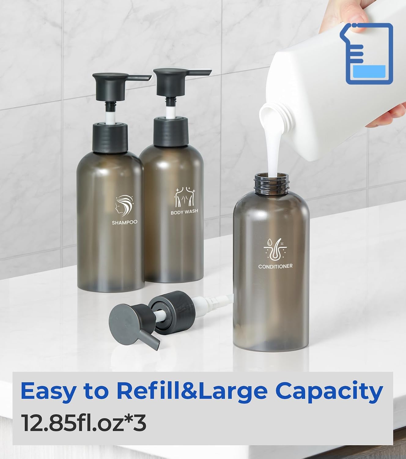 Shampoo and Conditioner Dispenser Shower Soap Dispenser 3 Chamber No Drill Shampoo Dispense for Shower Wall Mounted Shower Shampoo Dispenser 3 Chamber for Bathroom Hotel 3 * 13.37 fl.oz Black