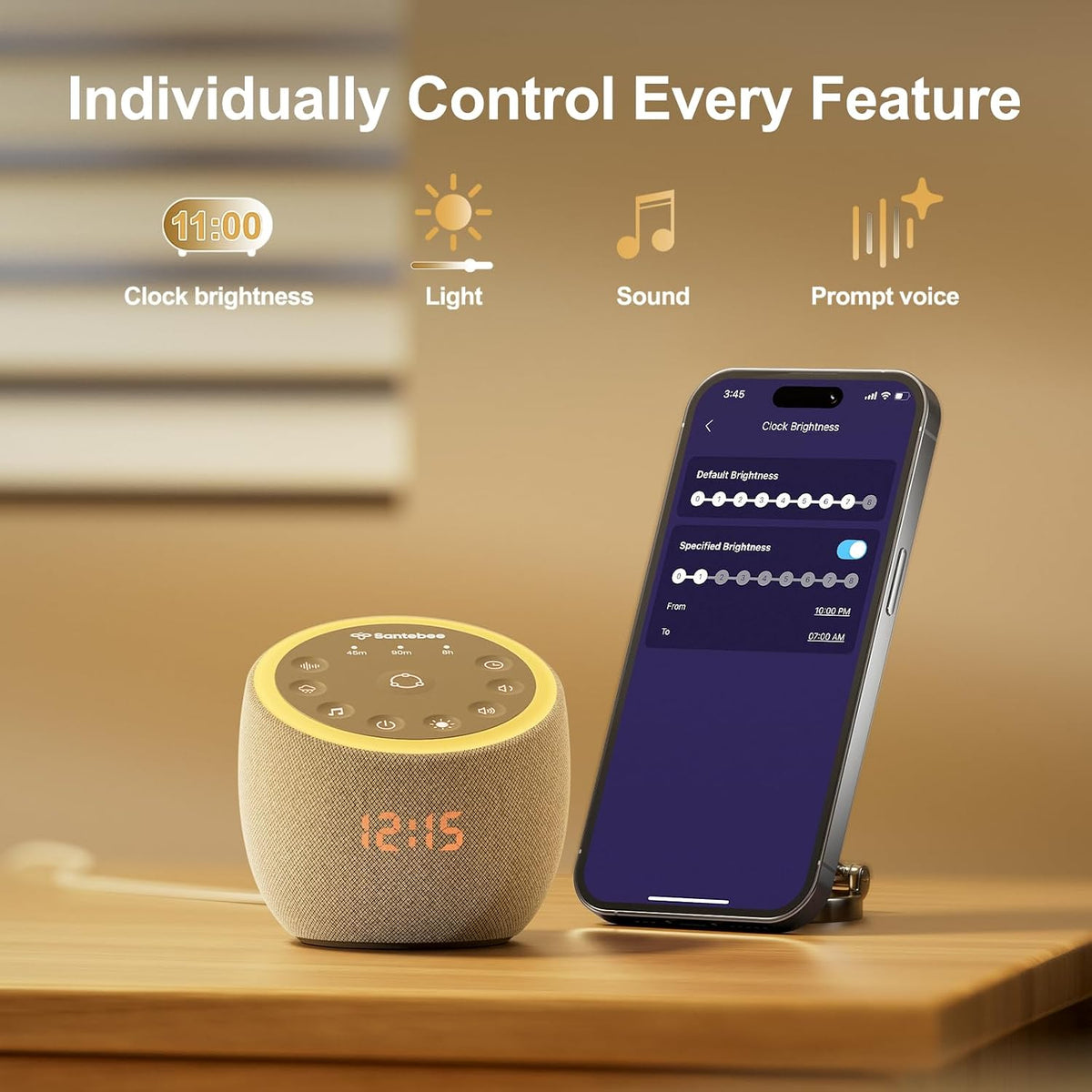 White Noise Sound Machine for Sleep Smart with 388 Sounds&3 Custom Buttons