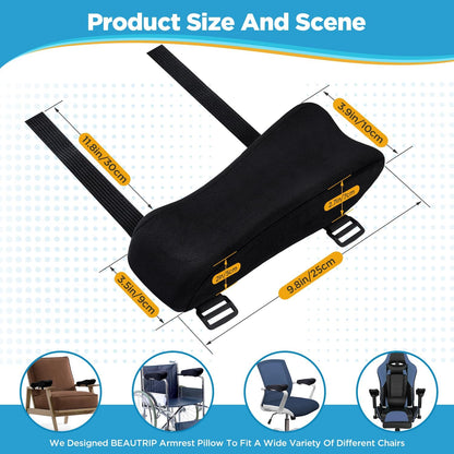 BEAUTRIP Ergonomic Armrest Pads- Office Chair Arm Rest Cover Pillow - Elbow Support Cushion for Computer, Gaming and Desk Chairs (Set of 2)