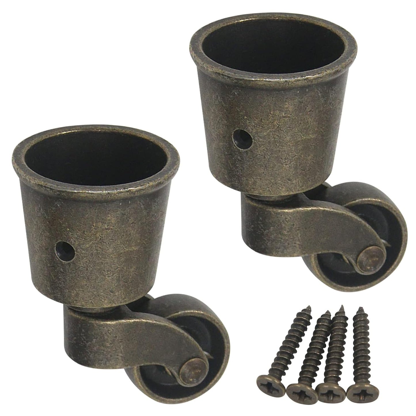 Semetall 4PCS Swivel Caster Wheels Square Cup Furniture Castors (Bronze) | 150kg Load Capacity, with Screws for Piano Feet, Sofa, Table, 1.02 Inch (26mm) Wheels