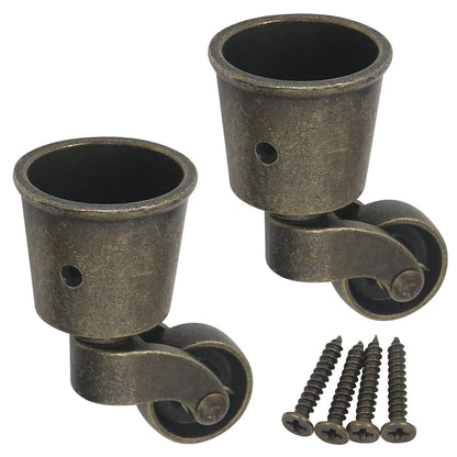 Semetall 4PCS Swivel Caster Wheels Square Cup Furniture Castors (Bronze) | 150kg Load Capacity, with Screws for Piano Feet, Sofa, Table, 1.02 Inch (26mm) Wheels