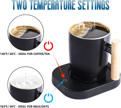 Coffee Mug Warmer Set for Desk, Temperature Controll Heating Cup for Hot Chocolate, Cocoa and Tea, Office & Home use, One Temperature