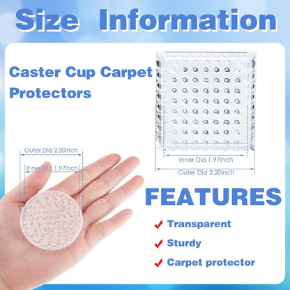 Queekay 8 Pcs Carpet Protector Spiked Plastic Caster Cups Round and Square Comfortable Touch Caster Cup Spiked Furniture Protector for Sofas, Tables, Chairs Offices Bookcases Other