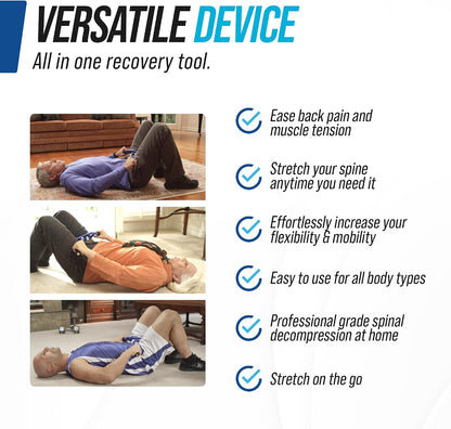 EZ-Bak Lo-Bak TRAX Lumbar Spine Stretcher - Upper & Lower Back Stretcher Pain Relief – Portable Spine Decompressor & Back Cracking Device for Herniated Discs, Sciatica, Scoliosis - Blue
