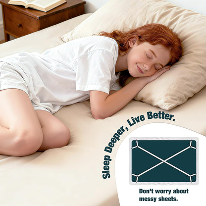 2 Pack Extra Long Bed Sheet Straps, Strong Diagonal Bedding Clips, Easy Install Mattress Sheet Fasteners for Deep Pockets
