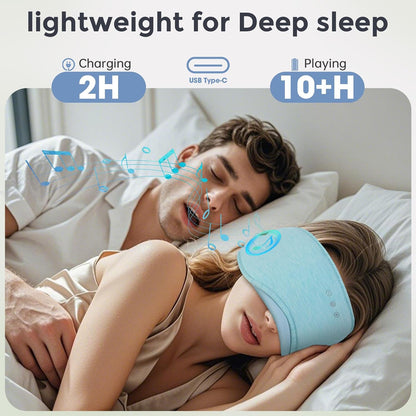 Sleep Headphones with Bluetooth 5.4 Sleep Mask, Bamboo Cotton Music Wireless Bluetooth Eye Mask for Sleeping, Earphones HD Speaker Microphone for Travel