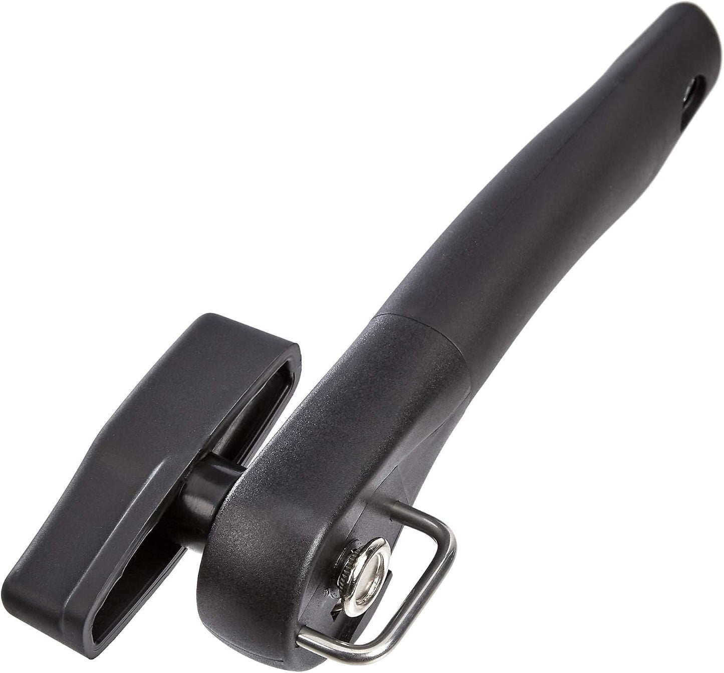 Amazon Basics Manual Can Opener, Easy to Use, Hand Held with Soft Grip Single Handle, Clean Cutting, Large, Black