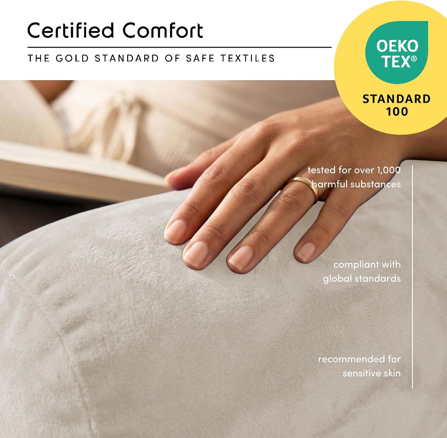 Nestl Reading Pillow with Shredded Memory Foam, Designed for Sitting Up in Bed and Couch, Back and Arms Adjustable Support for Adult & Teens Backrest Pillows for Reading, with Washable Cover Dark Grey