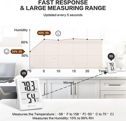 DOQAUS Digital Hygrometer Indoor Thermometer Humidity Meter, Black | Mini Room Thermometer, 5s Fast Refresh, Accurate Temperature and Humidity Monitor for House, Baby Room, Greenhouse, Incubator