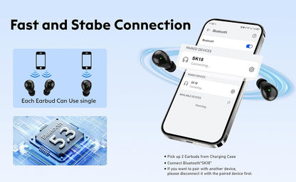 Invisible Mini Sleep Earbuds Bluetooth Wireless for Side Sleeper Small Ears