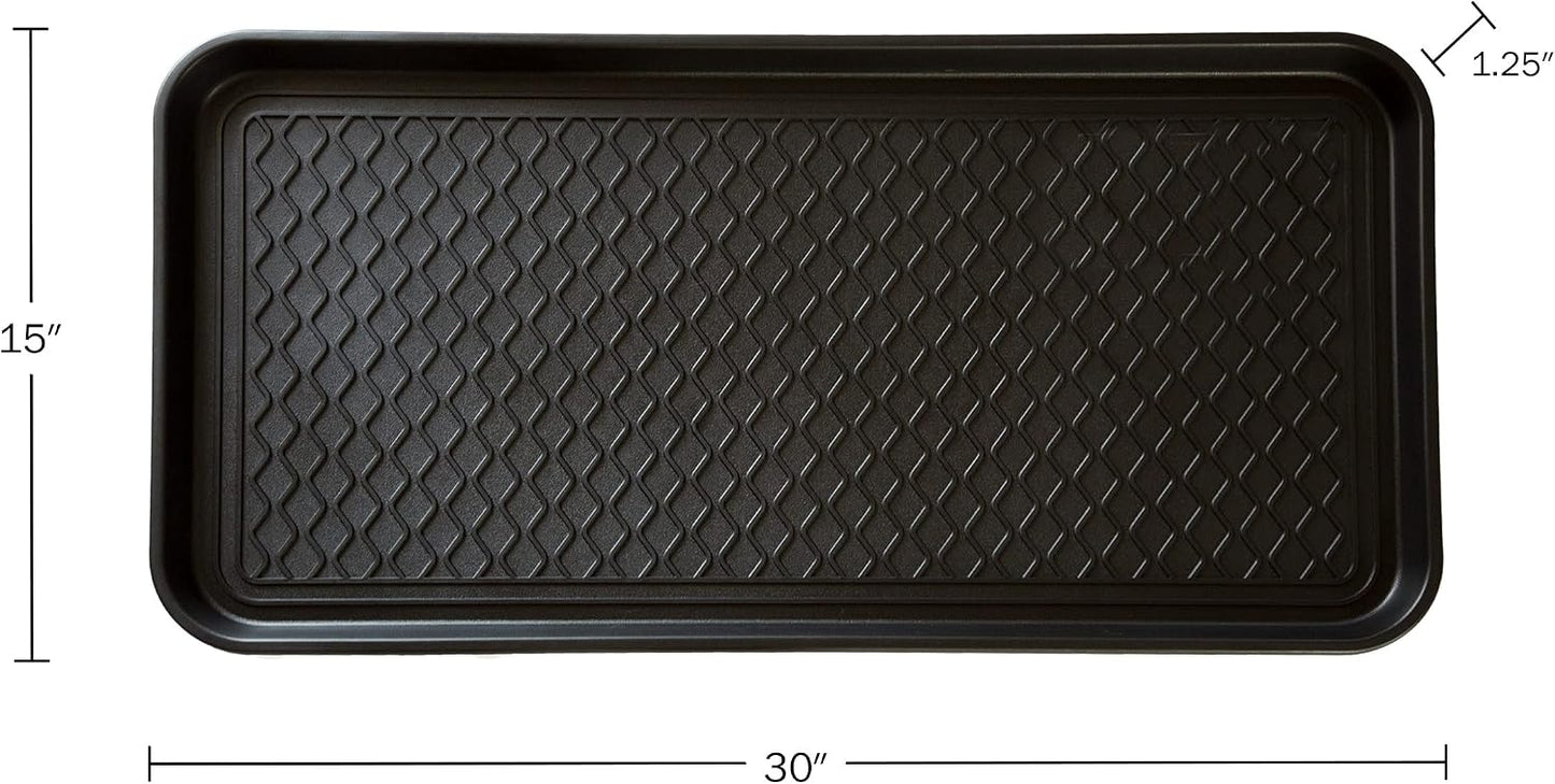 Stalwart 75-ST6012 All Weather Boot Tray-Water Resistant Plastic Utility Shoe Mat for Indoor and Outdoor Use in All Seasons (Black), Large