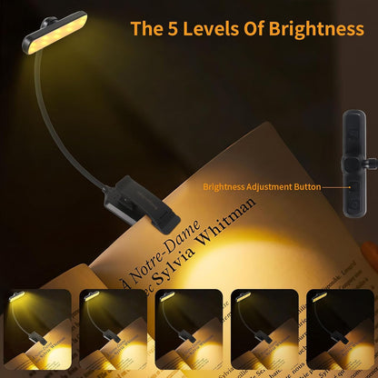 Rechargeable Book Light, Clip-On LED Reading Light, Eye-Caring