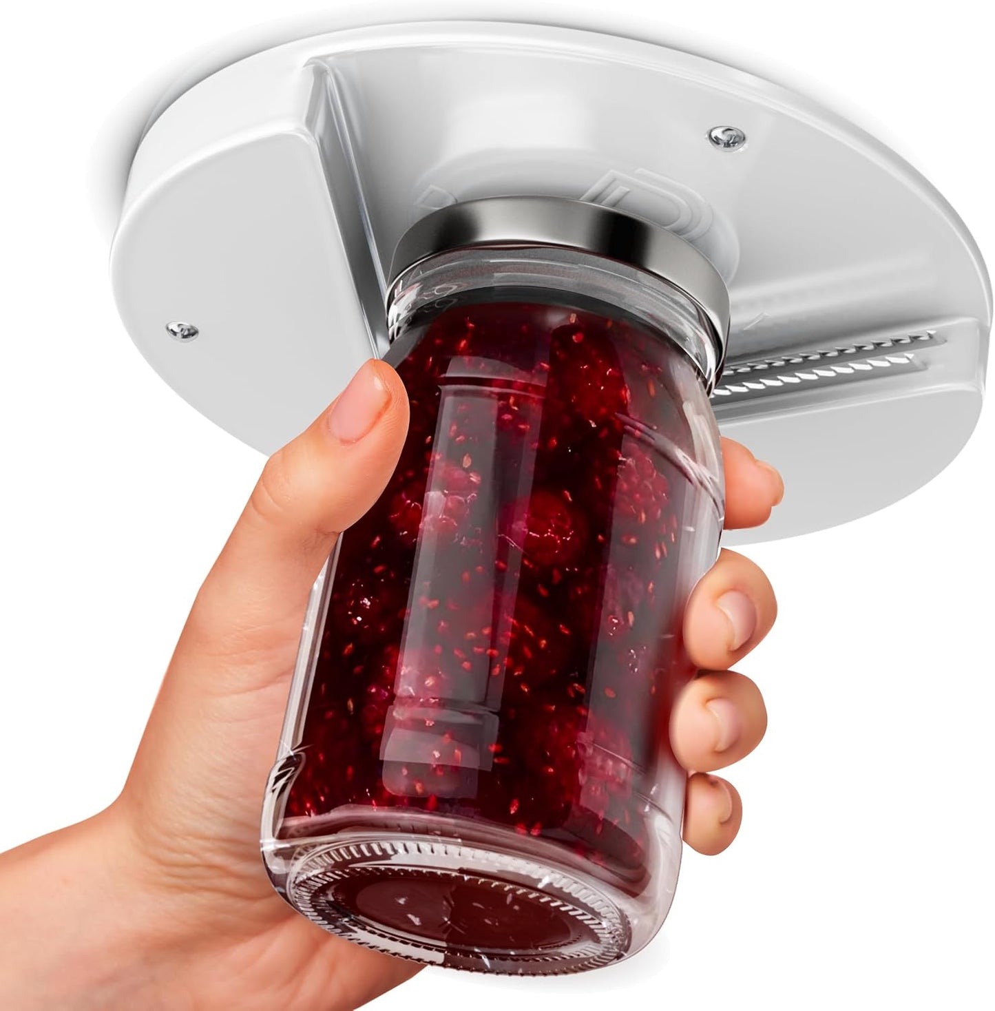 Under Cabinet Lid Jar Opener for Weak Hands and Seniors with Arthritis | Opens Any Cap One Handed, Heavy Duty Steel, Unscrews Bottles and Cans, No Drill, Mounts Out of Sight in your Kitchen Cabinet