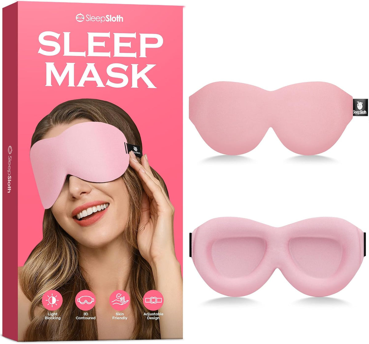 Sleep Mask for Side Sleepers, 3D Contoured Eye Mask for Sleeping, Soft Memory Foam Eye Cover with Adjustable Strap, No Pressure on Eyes, Travel Sleep Mask for Men Women, Shift Work & Naps