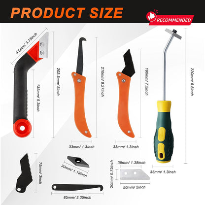 23 Pack Grout Removal Tool Kit, 2 Tile Grout Saws with 6 Extra Blades, 2 Hand Grout Saw with 5 Cleaning Sawtooth Blades, Hook Knife, for Bath Shower Floor Tile Grout Cleaning Caulk Remover