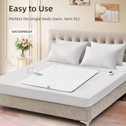 Bwarm Waterproof Heated Mattress Pad, ETL Certified Bed Warmer with 9 Heat Settings, 1-12 Hours Auto Off Deep Pocket, Machine Washable, White Foot Queen