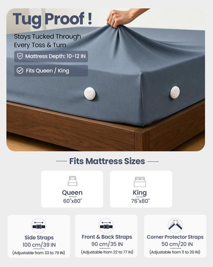 Bed Sheet Holders, Fitted Sheet Holder, 10 Twist-Locks, 360°Secure Fit