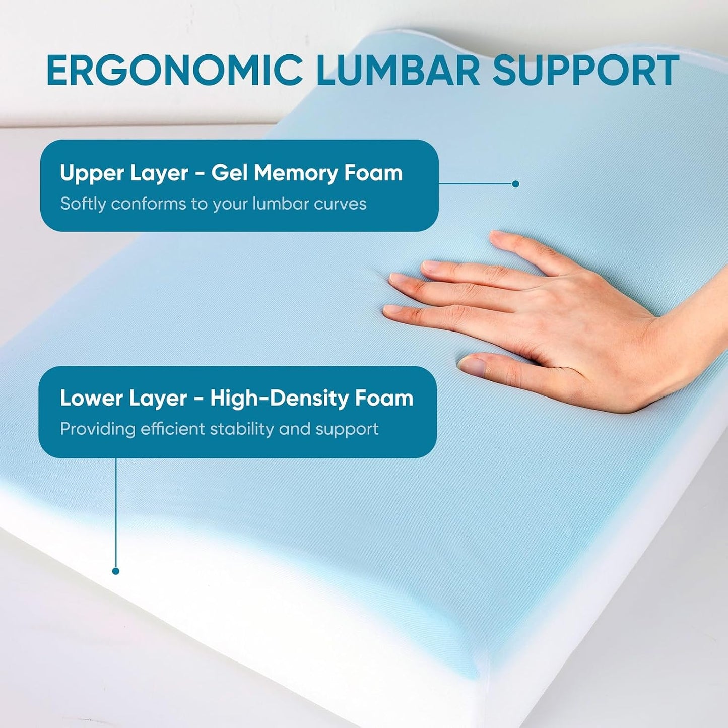 Lumbar Support Pillow for Recliner and Couch, Ergonomic Back Support Pillow | Dual-Layer Memory Foam, Soft Velvet Cover, Lower Back Pain Relief, Back Cushions for Recliner, Sofa & Gaming Chair