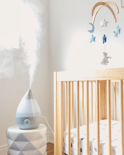 Crane Ultrasonic Cool Mist Humidifier for Bedroom, Baby Nursery, Kids Room, Plants, or Office, Large 1 Gallon Tank, Filter Optional, Blue and White