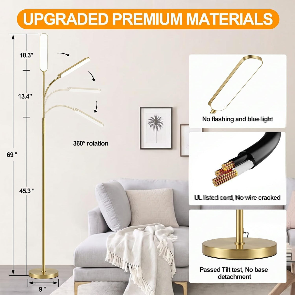 marctronic Floor Lamp, 18W 1800LM Super Bright LED Floor Lamp with Remote & Works with Smart Plug, Dimmable Timing Eye Caring Reading Lamps Floor Standing for Living Room Bedroom Office