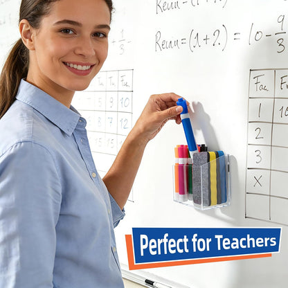 Magnetic Pen Holder, Acrylic Dry Erase Marker Holder | Magnetic Pen Holder for Refrigerator, Whiteboard, Pens, Pencils, Non-slip Acrylic Magnetic Marker Holder, Transparent, 1 Pack