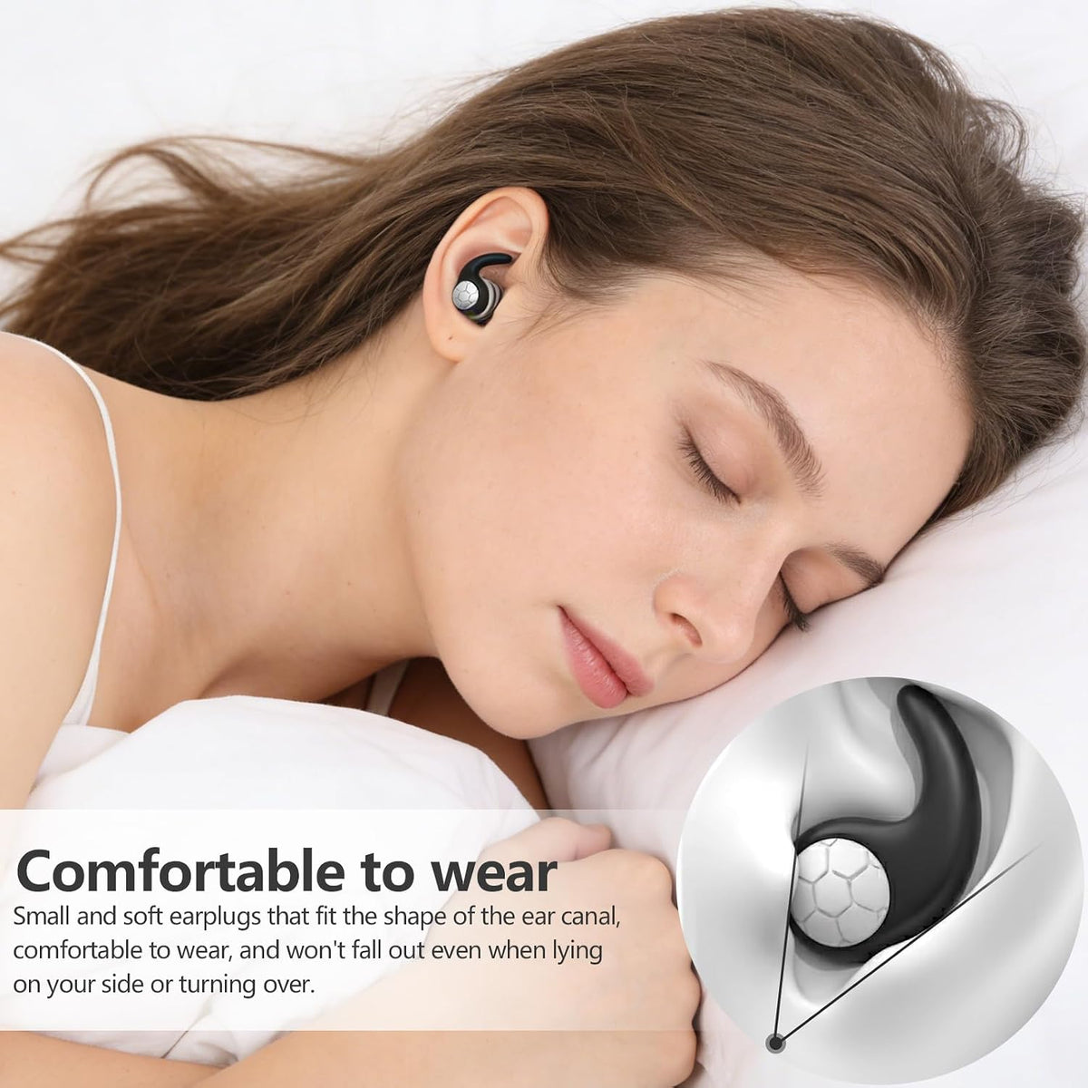 Noise Cancelling Ear plugs for Sleeping - Black Comfortable Reusable Silicone Earplugs for Sleep 24dB Noise Reduction Snoring and Studying Travel Concerts Hearing Protection with 3Tips and Storage Box