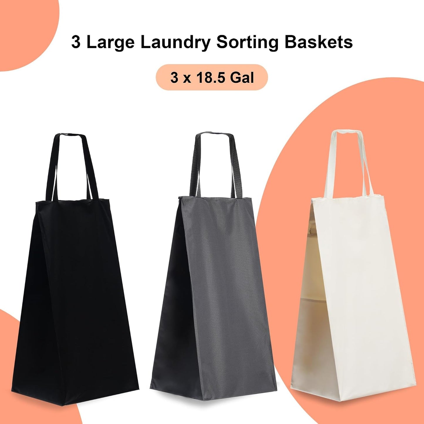 Heybly 3-Section Laundry Sorter Hamper,Rolling Laundry Hamper with Removable Bags – Heavy-Duty Laundry Sorter Cart with Wheels for Dirty Clothes, 40.2 x 15.4 x 33.1 Inches HLH024P03
