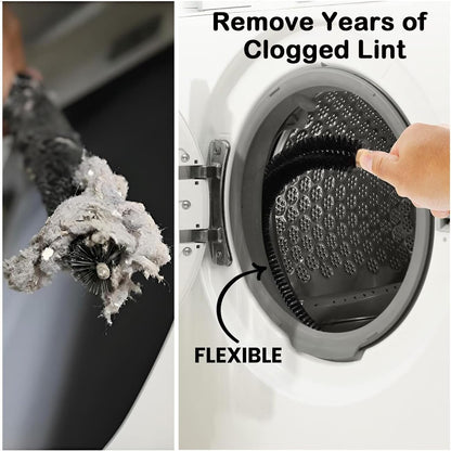 Dryer Vent Cleaner Brush, Flexible Vacuum Dryer Lint Refrigerator Coil Cleaning Brush Lint Trap Cleaning Removal Tool for Trap and Duct, Wood Handle