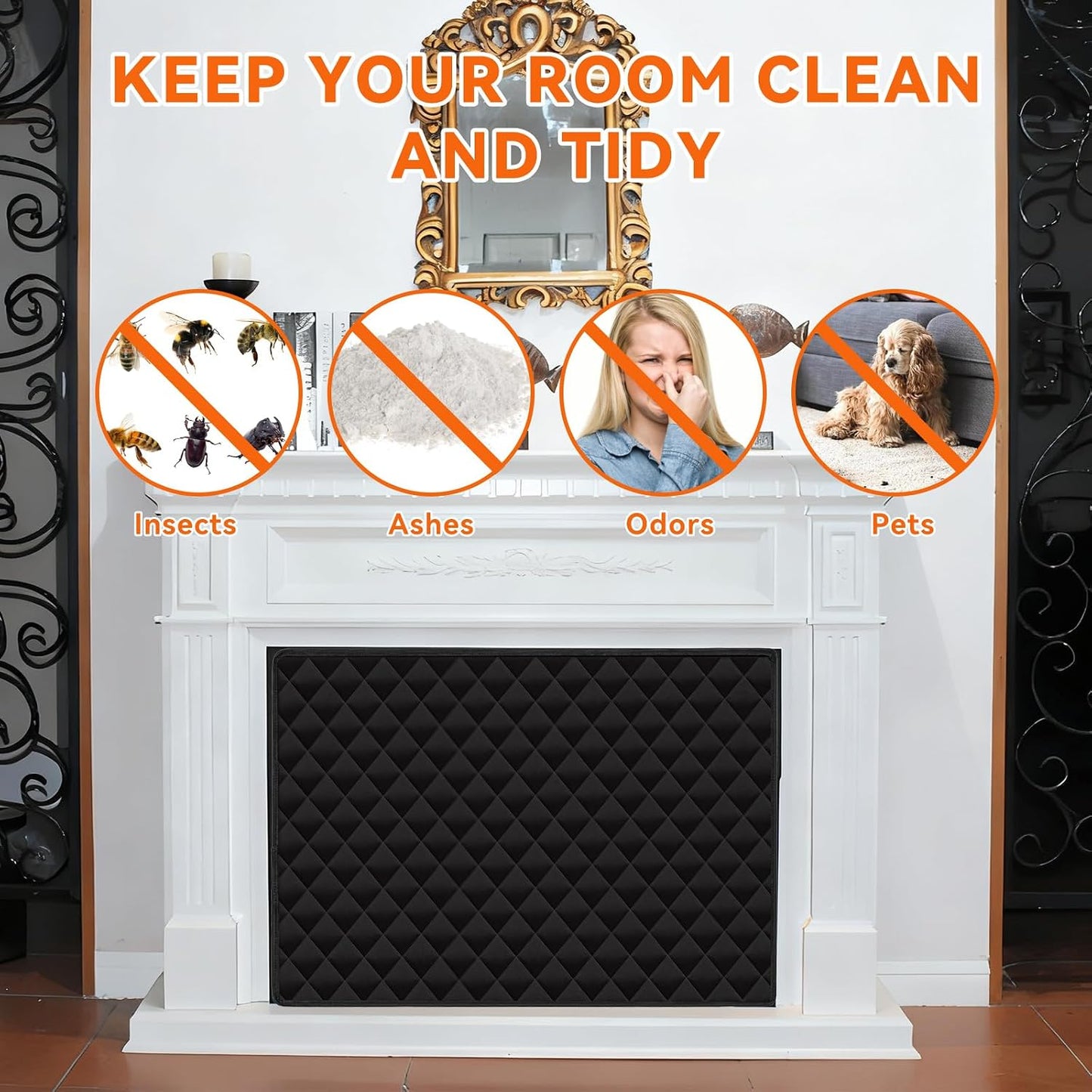 Magnetic Fireplace Draft Stopper Cover, Blocks Drafts & Heat Loss | 39.5x32 Inches, Stops Cold Drafts, Keeps Warm In, Energy Saving, Lowers Heating Cost, Magnetic, Fits Metal Fireplaces