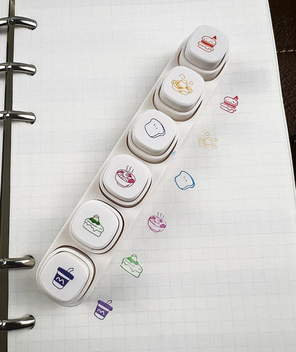 6-in-1 Pre Self-Inking Planner Stamp Set - Portable Emoticon Weather Themes Stamps with Storage Case for Bullet Journal, Scrapbooking, Travel, Daily Planning -100mm x 15mm (Quick-Dry Ink, 2pcs)