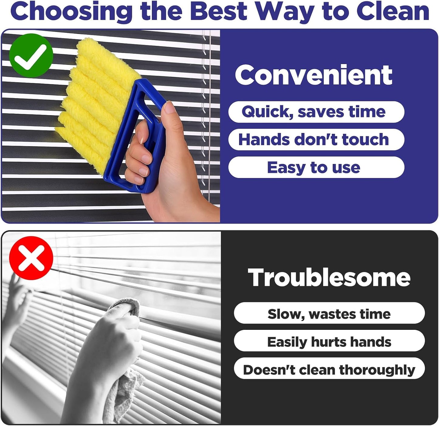 4 Pcs Blind Cleaner Tool 7 Finger Microfiber Window Blind Duster | for Cleaning, Washable, Mini Blinds Cleaner Duster Tool, for Cleaning Blinds, Ventilation Vents, Fans, and Air Conditioner