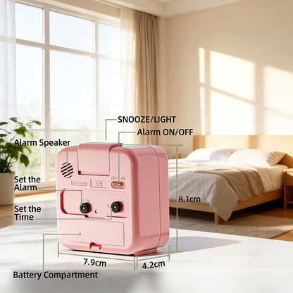 Analog Alarm Clock, Silent No Ticking Battery Operated Travel Alarm Clock with Night Light, Snooze, Loud Alarm, Luminous, Quiet Small Desk Clock for Bedrooms Deep Sleeper Adults Kids, Easy Set