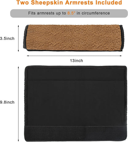 AHIER Wheelchair Armrest Pads, 2PCS Sheepskin Fleece Wheelchair Armrest Covers, Non Slip Arm Rest Cover Cushion pad for Wheelchairs (Pink)