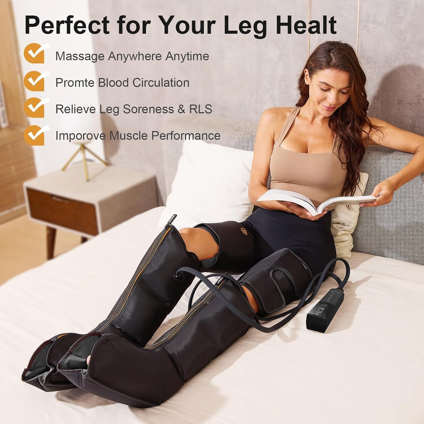 QUINEAR Leg Massager, 3-in-1 Heat and Compression Therapy, Air Compression Leg Recovery System, Leg Massage Boots for Circulation and Pain Relief, FSA-HSA-Eligible