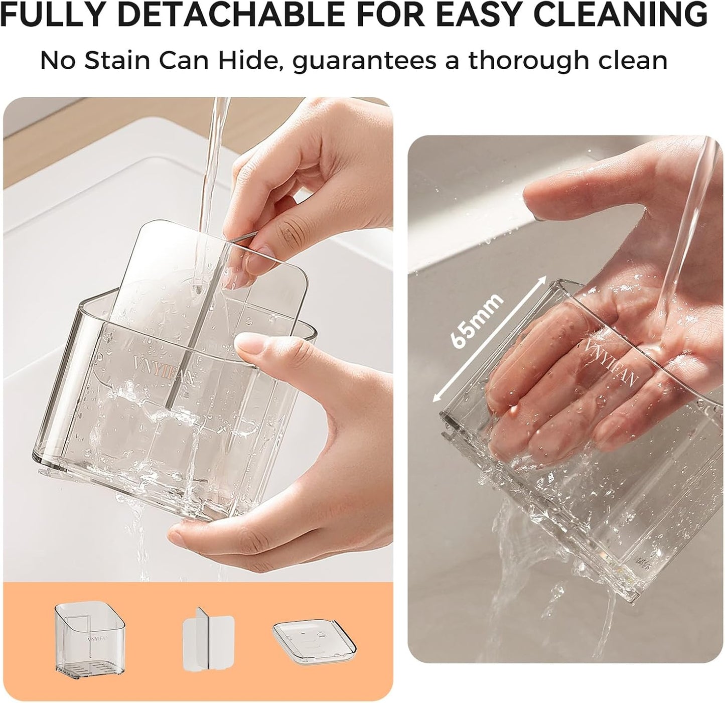3 Slots Toothbrush Holders with Detachable Dividers for Bathrooms | Toothbrush Holder Wall Mounted with Drip Tray, Electric Tooth Brush and Toothpaste Holder Organizer for Bathroom Countertop