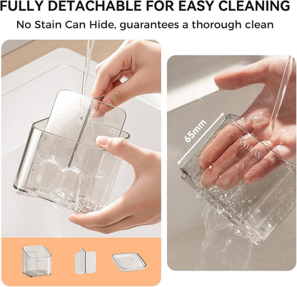 3 Slots Toothbrush Holders with Detachable Dividers for Bathrooms | Toothbrush Holder Wall Mounted with Drip Tray, Electric Tooth Brush and Toothpaste Holder Organizer for Bathroom Countertop