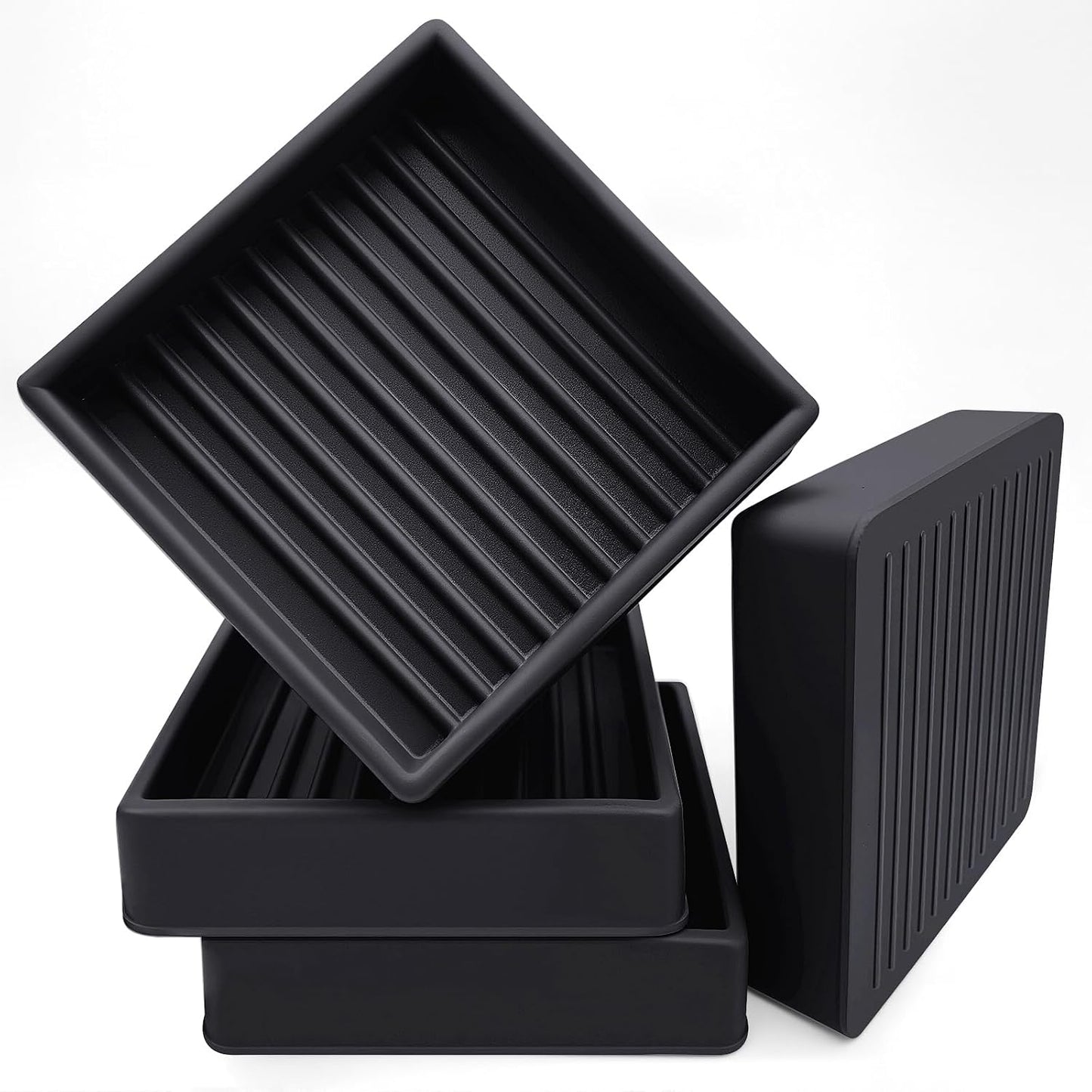 xxxHOLIC Rubber Non Slip Furniture Pads, 2" Black Round, Set of 4 | Furniture Grippers for Hardwood Floors, Anti Skid Caster Cups, Bed Frame & Couch Stoppers, Floor Protectors for Heavy Duty