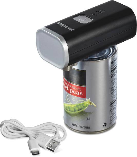 Proctor Silex Hands-Free Cordless USB Rechargeable Electric Can Opener | Automatic Shutoff | Self-Aligning | Smooth Touch Lid Edges | Compact & Easy to Store | Red | 76505