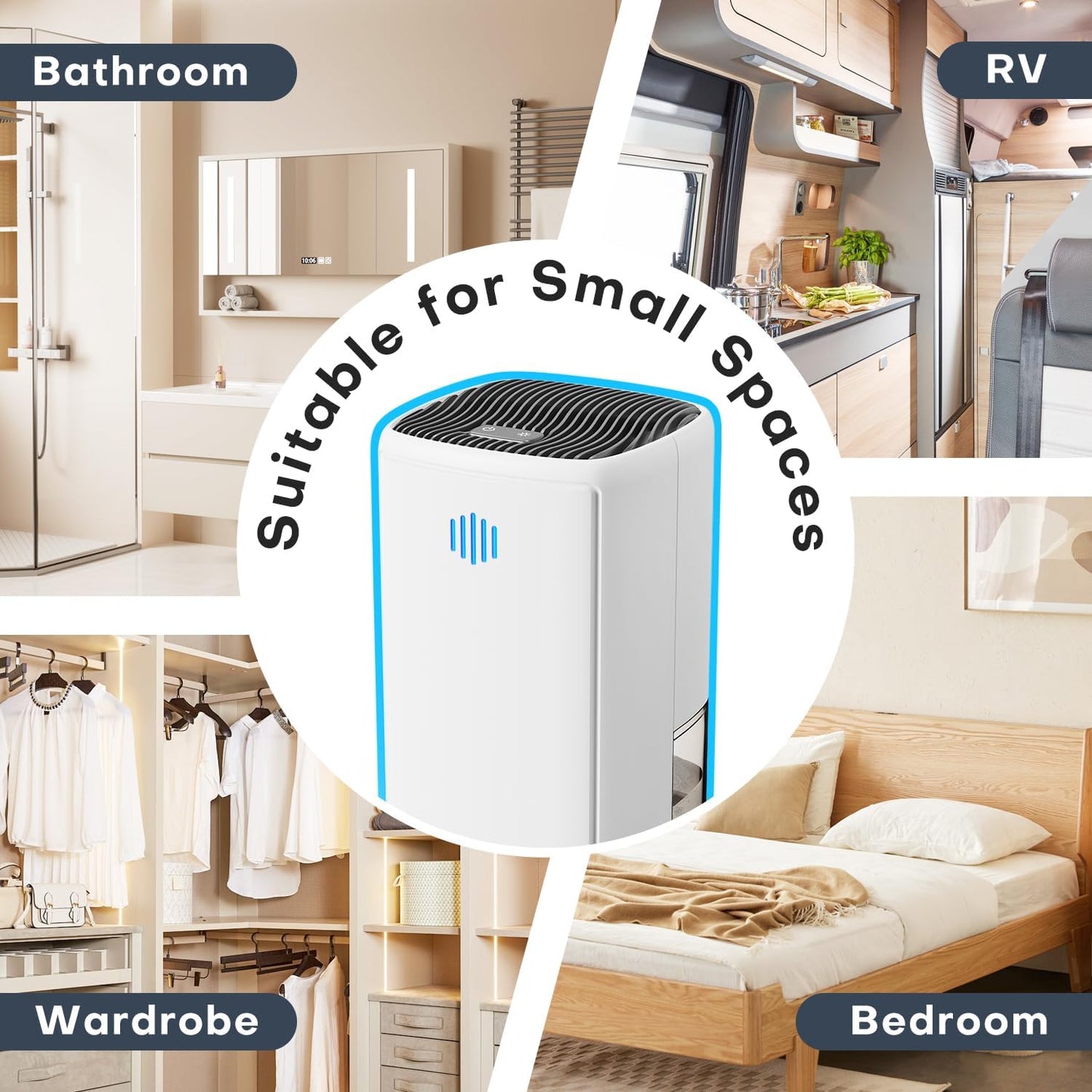 Small Dehumidifier,38OZ,Energy Saving for Bedroom, Bathroom, Closet | 280 Sq.Ft, 28dB Ultra Quiet, Auto Defrost, Auto Shut-off, Portable for Wardrobe Office & RV