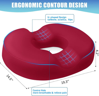 BlissTrends Donut Pillow Seat Cushion, Memory Foam Lifting Cushions(Black) | Donut Chair Cushions for Postpartum Pregnancy & Hemorrhoids,Tailbone Pain Relief Cushion for Office&Home Chairs