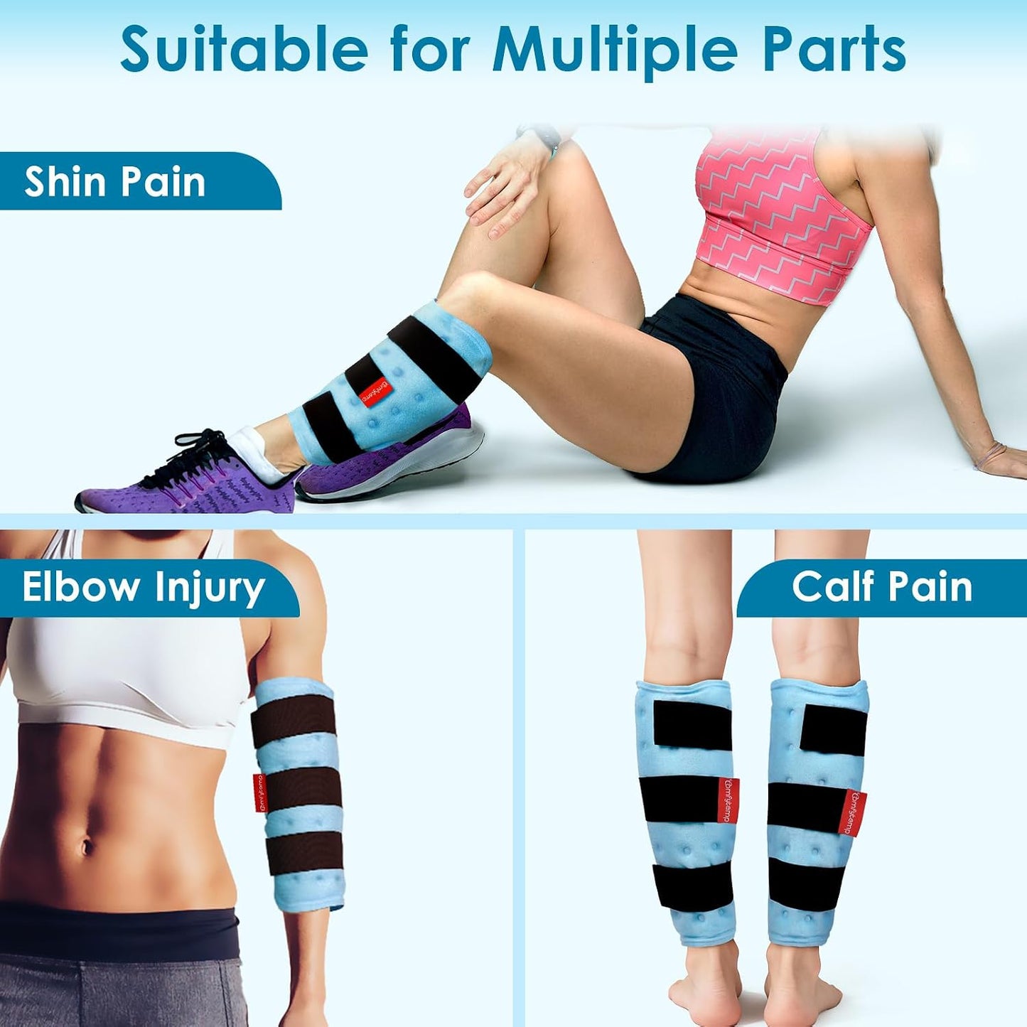 Comfytemp Large Knee Ice Pack Wrap Reusable Gel, FSA Eligible HSA, Full Coverage Knee Cold Compression Brace for Injuries, Pain Relief, Replacement Recovery, Arthritis, Surgery, Women Men Gift